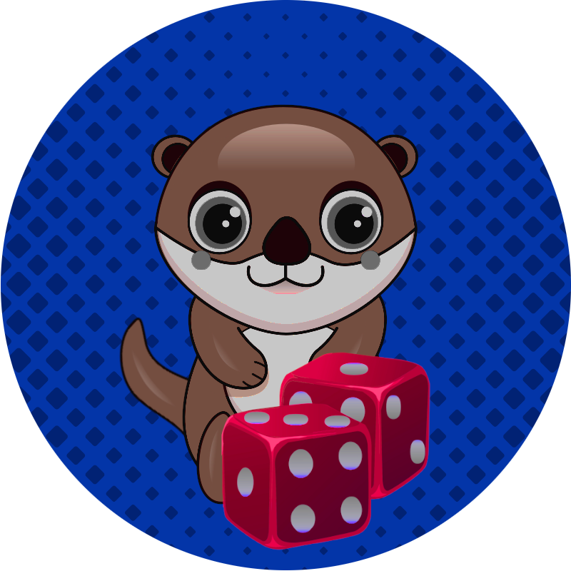 Illustrated Otter holding two d6 dice